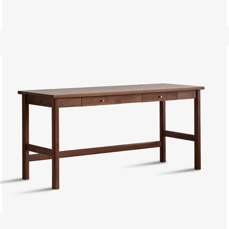 Elegant Brown Natural Wood Desk - Black Walnut & Cherry Wood Finish hykmq-753