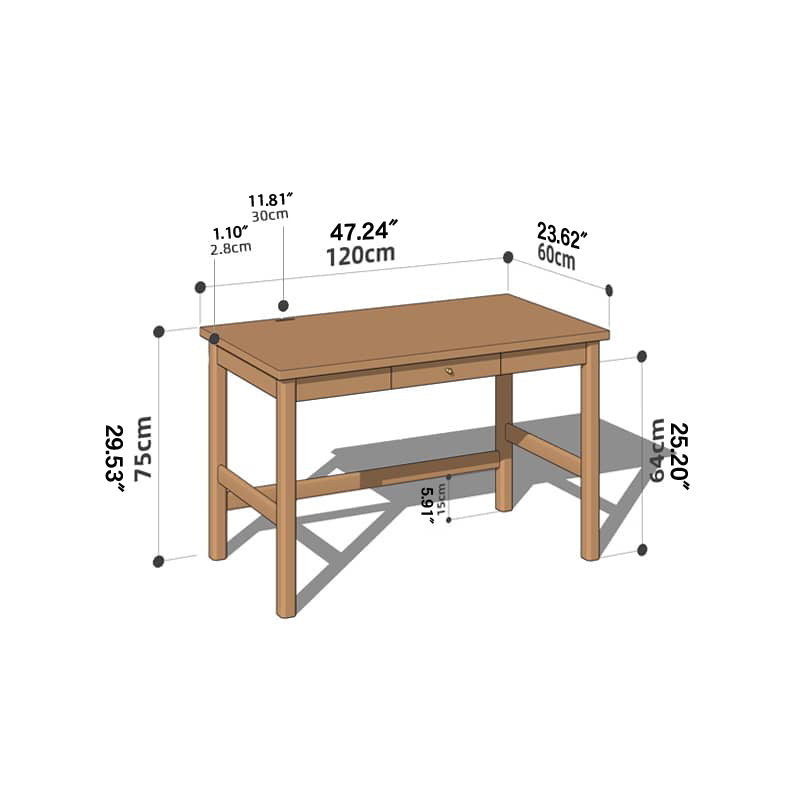 Elegant Brown Natural Wood Desk - Black Walnut & Cherry Wood Finish hykmq-753