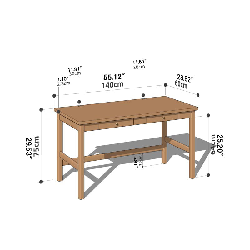 Elegant Brown Natural Wood Desk - Black Walnut & Cherry Wood Finish hykmq-753