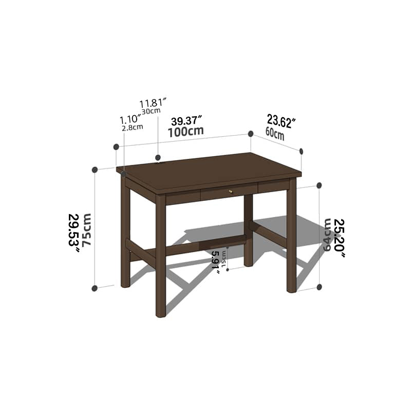 Elegant Brown Natural Wood Desk - Black Walnut & Cherry Wood Finish hykmq-753