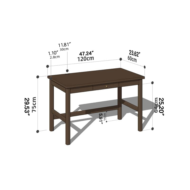 Elegant Brown Natural Wood Desk - Black Walnut & Cherry Wood Finish hykmq-753