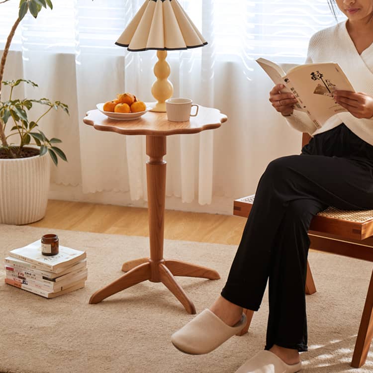 Cherry Wood End Table in Round or Square - Modern Japanese Wooden Aesthetic for yuor rooms hykmq-756