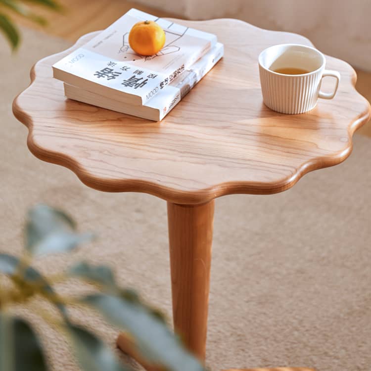 Cherry Wood End Table in Round or Square - Modern Japanese Wooden Aesthetic for yuor rooms hykmq-756