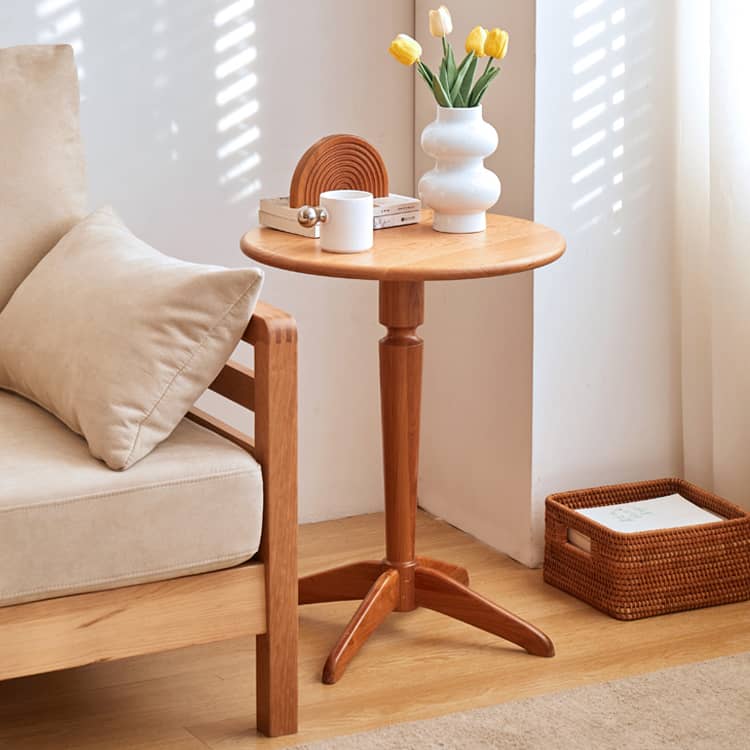 Cherry Wood End Table in Round or Square - Modern Japanese Wooden Aesthetic for yuor rooms hykmq-756