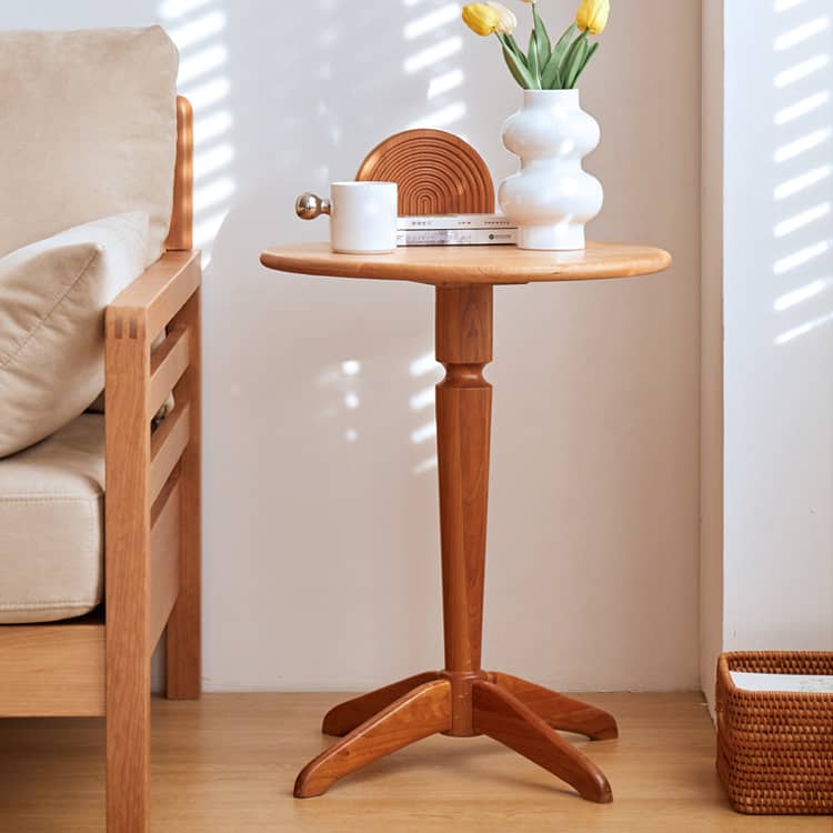 Cherry Wood End Table in Round or Square - Modern Japanese Wooden Aesthetic for yuor rooms hykmq-756