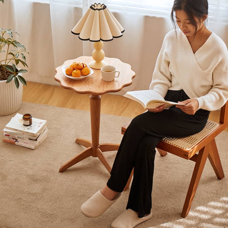 Cherry Wood End Table in Round or Square - Modern Japanese Wooden Aesthetic for yuor rooms hykmq-756