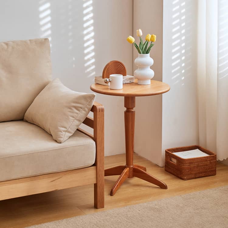 Cherry Wood End Table in Round or Square - Modern Japanese Wooden Aesthetic for yuor rooms hykmq-756