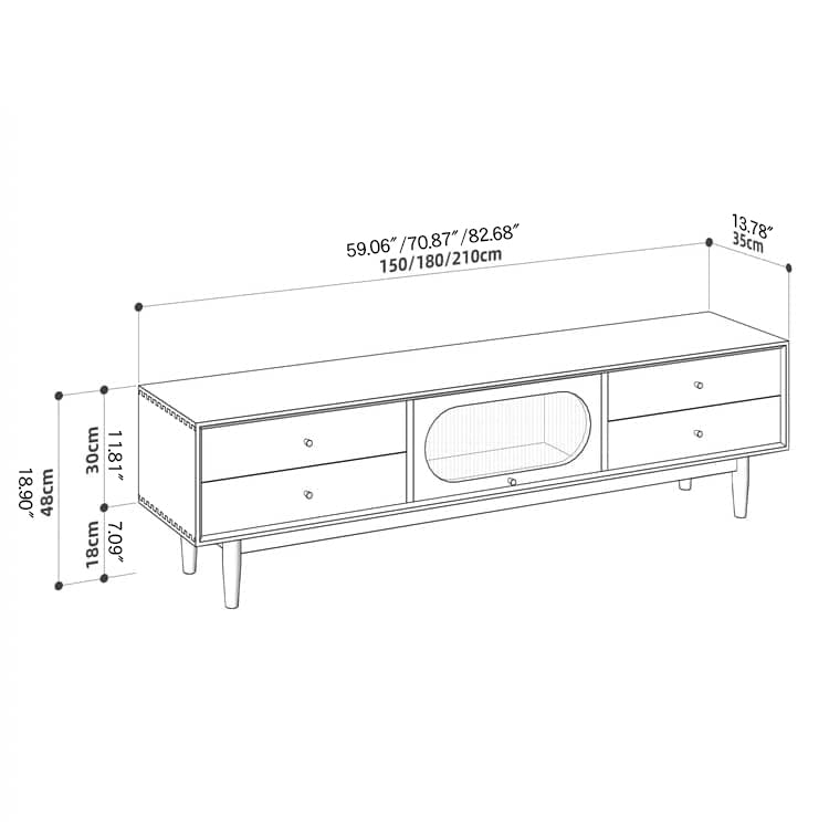 Cherry Wood TV Cabinet with Copper Hardware and Glass Doors hykmq-757