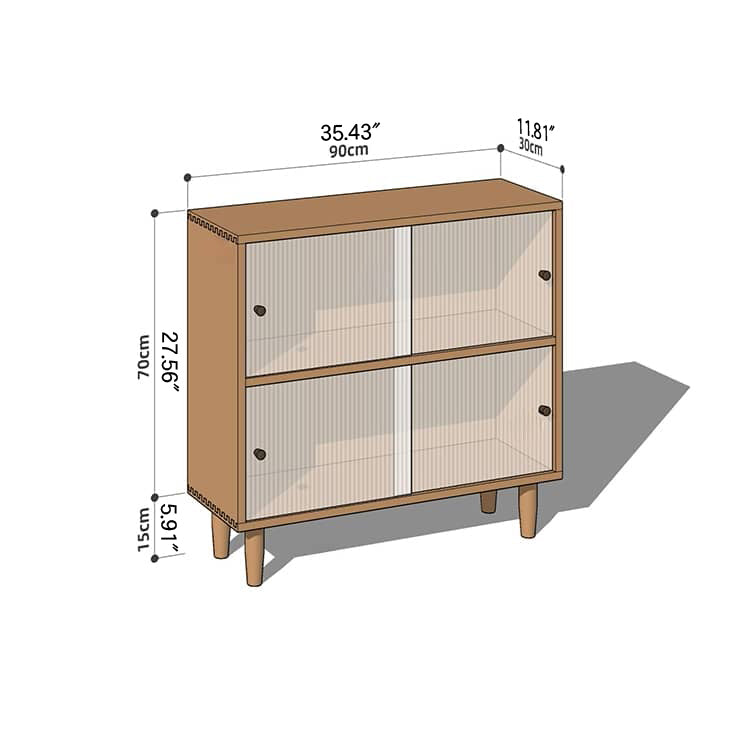 Elegant Brown Cherry Wood Cabinet with Black Walnut Tempered Glass Doors hykmq-760