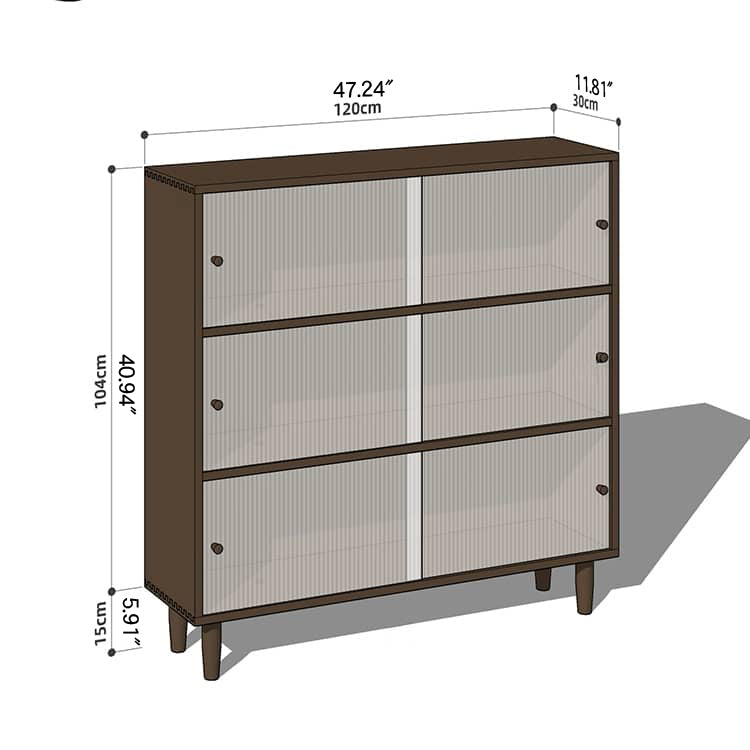 Elegant Brown Cherry Wood Cabinet with Black Walnut Tempered Glass Doors hykmq-760