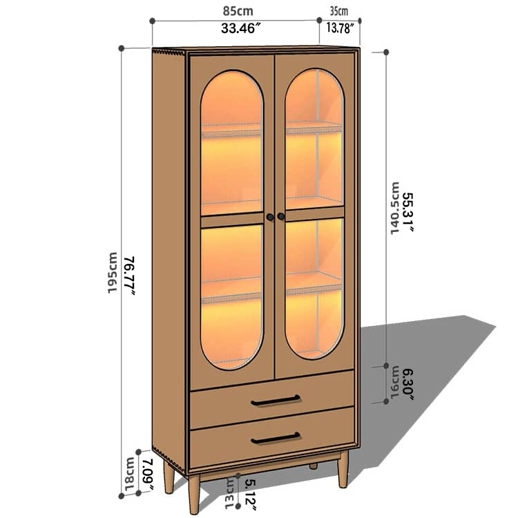 Stunning Cherry Wood & Black Cabinet with Glass and Metal Accents - Perfect for Modern Interiors hykmq-761