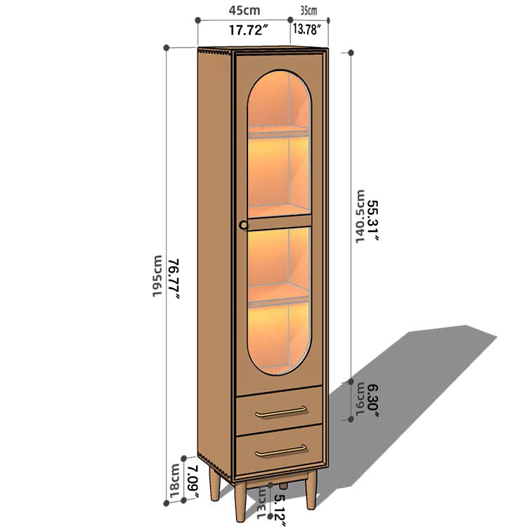 Stunning Cherry Wood & Black Cabinet with Glass and Metal Accents - Perfect for Modern Interiors hykmq-761