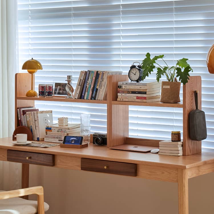 Elegant Red Oak Storage Rack with Copper Accents - Perfect for Any Space hykmq-763