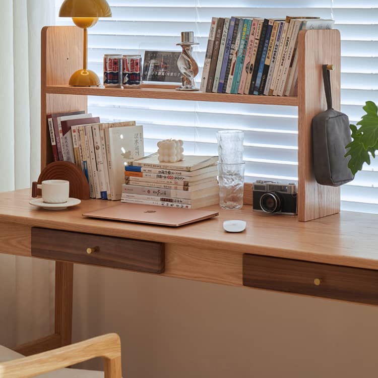 Elegant Red Oak Storage Rack with Copper Accents - Perfect for Any Space hykmq-763