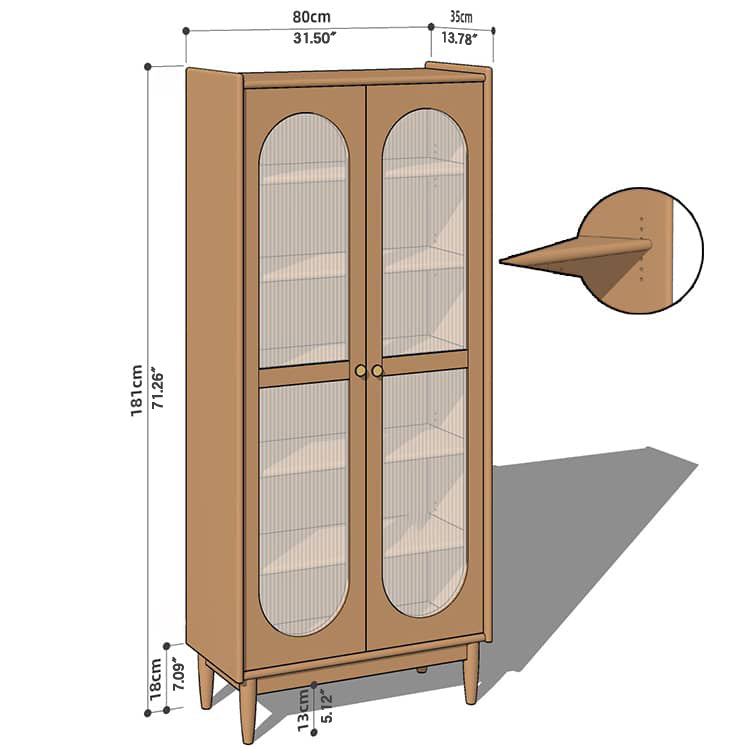 Elegant Cherry Wood & Plywood Cabinet with Copper Accents and Glass Doors hykmq-767