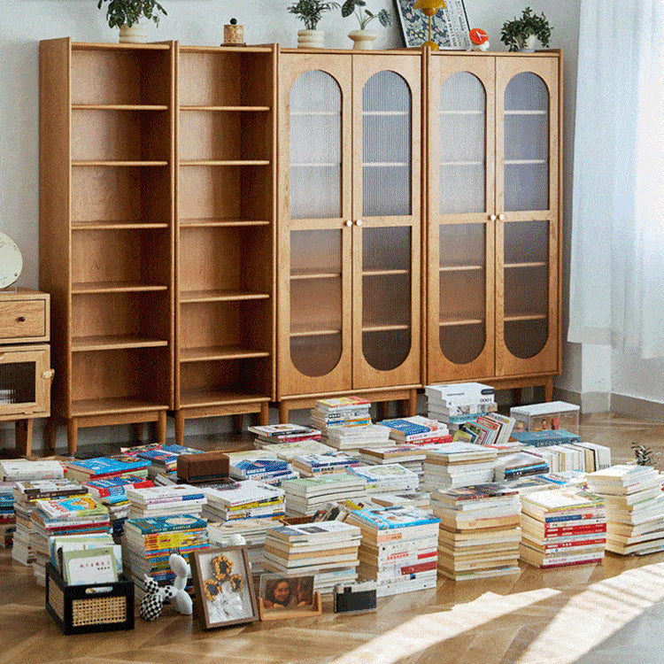 Elegant Cherry Wood & Plywood Cabinet with Copper Accents and Glass Doors hykmq-767