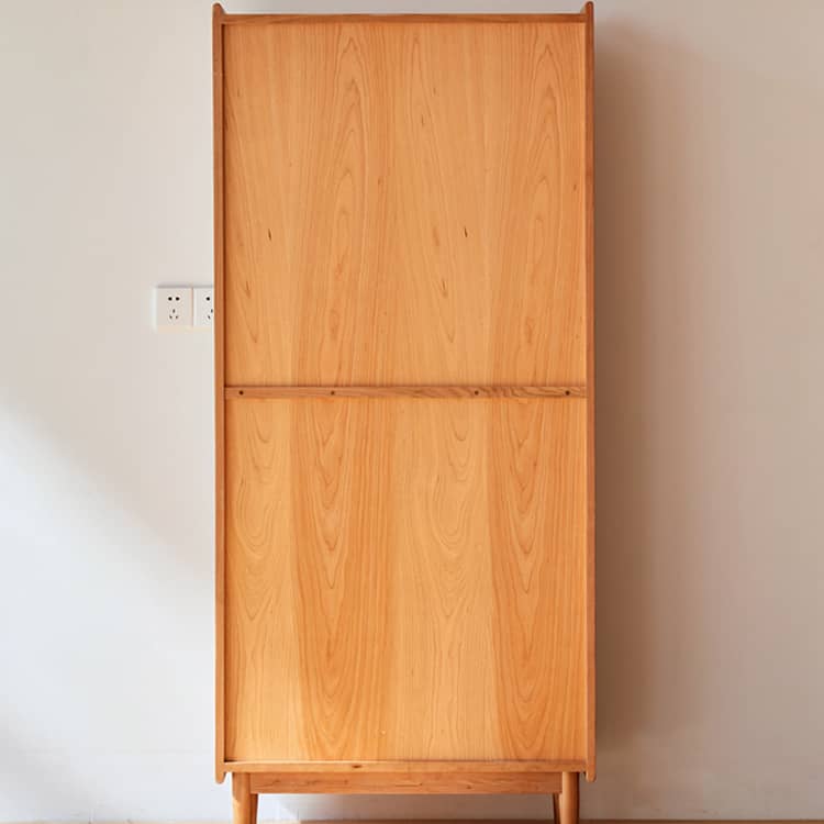 Elegant Cherry Wood & Plywood Cabinet with Copper Accents and Glass Doors hykmq-767