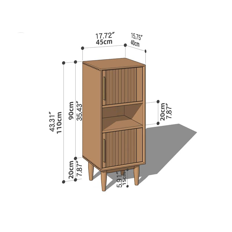 Elegant Cherry Wood and Aluminum Alloy Cabinet - Natural Finish hykmq-769