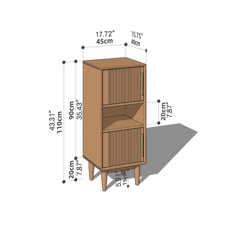 Elegant Cherry Wood and Aluminum Alloy Cabinet - Natural Finish hykmq-769