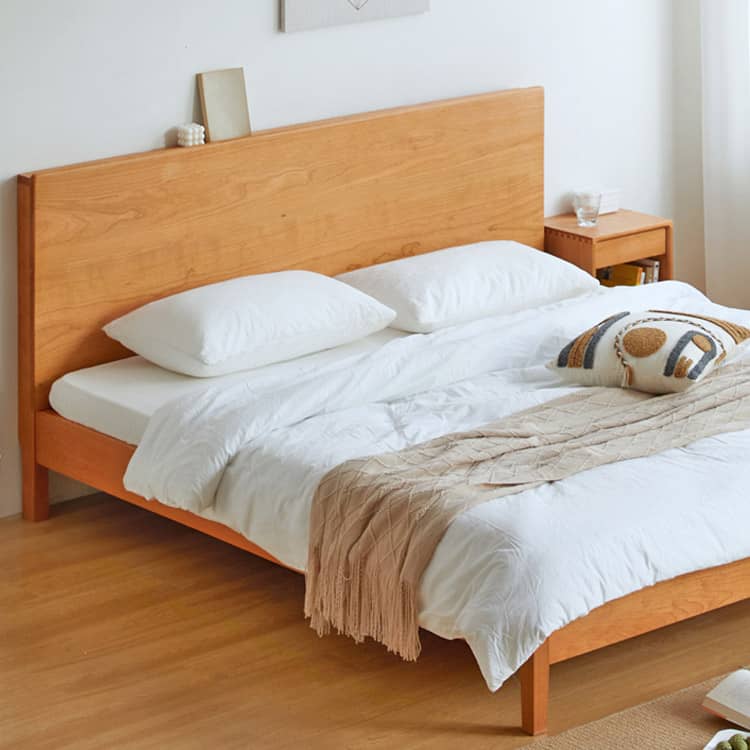 Modern Cherry Wood California King Size Bed – Durable Design with Beech Wood Frame Queen Size hykmq-772