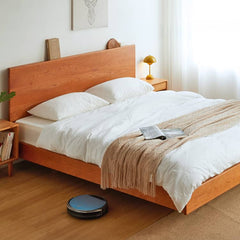 Modern Queen Size Cherry Wood Bed Frame - Natural Wood Finish California King Size Bed for Bedroom hykmq-773