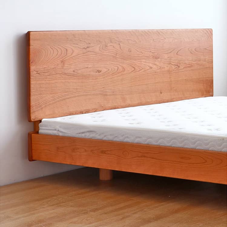 Modern Queen Size Cherry Wood Bed Frame - Natural Wood Finish California King Size Bed for Bedroom hykmq-773