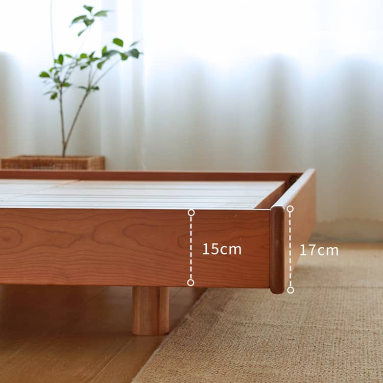 Modern Queen Size Cherry Wood Bed Frame - Natural Wood Finish California King Size Bed for Bedroom hykmq-773