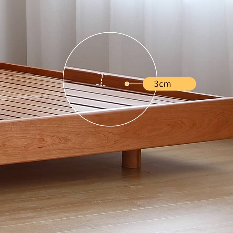 Minimalistic King Size Cherry Wood Bed Frame without Headboard Sturdy Queen Size for Bedroom hykmq-774