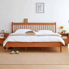 Minimalistic Cal King Cherry Wood Bed Frame - Perfect Design for Your Bedroom hykmq-776