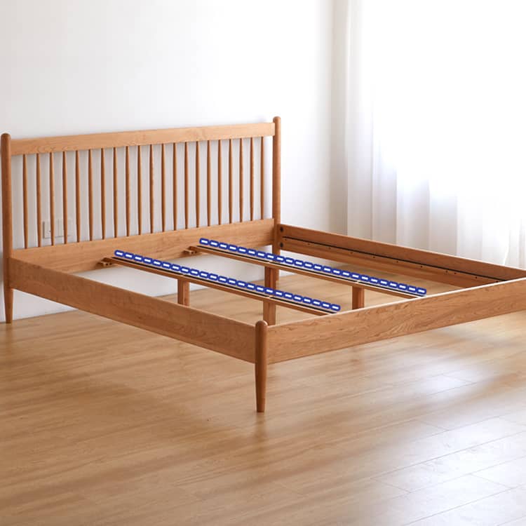 Minimalistic Cal King Cherry Wood Bed Frame - Perfect Design for Your Bedroom hykmq-776