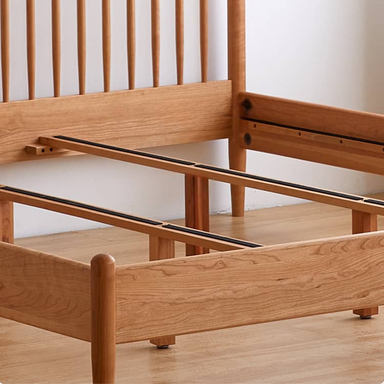 Minimalistic Cal King Cherry Wood Bed Frame - Perfect Design for Your Bedroom hykmq-776