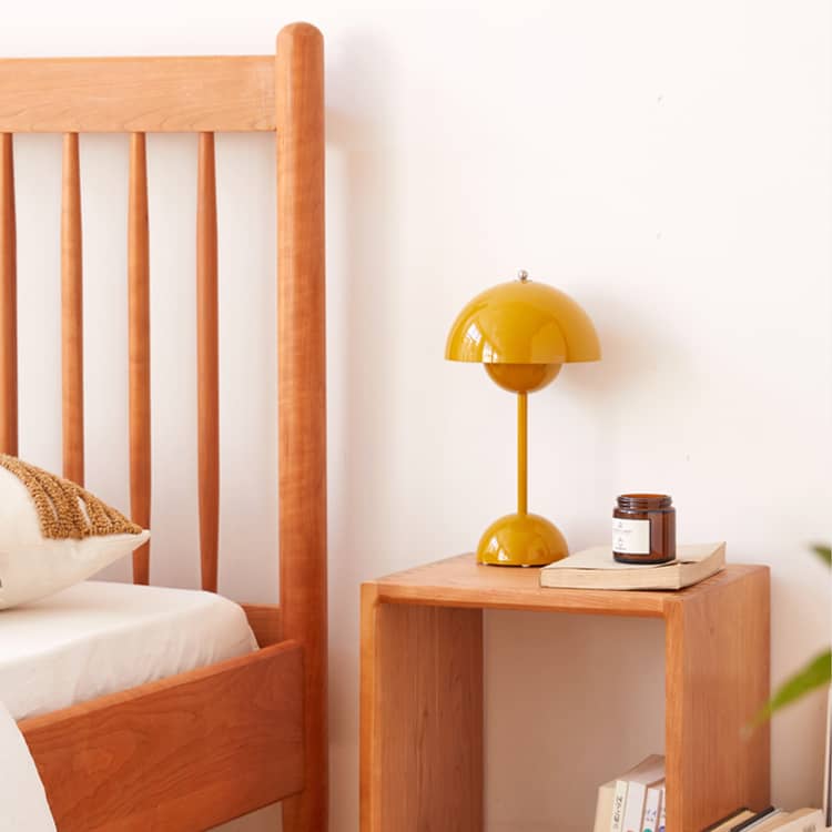 Minimalistic Cal King Cherry Wood Bed Frame - Perfect Design for Your Bedroom hykmq-776