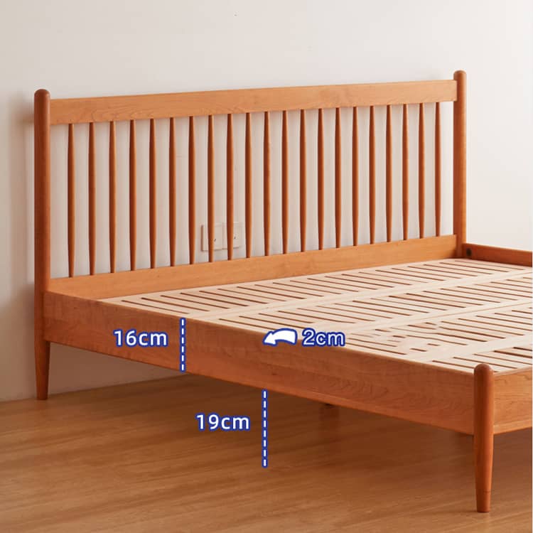 Minimalistic Cal King Cherry Wood Bed Frame - Perfect Design for Your Bedroom hykmq-776