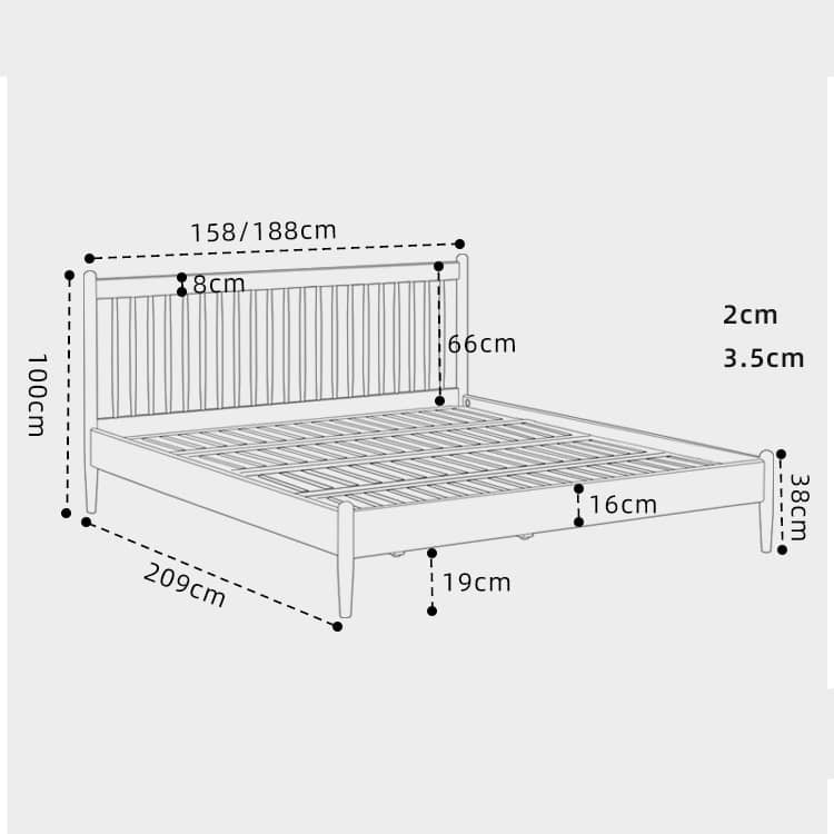 Minimalistic Cal King Cherry Wood Bed Frame - Perfect Design for Your Bedroom hykmq-776