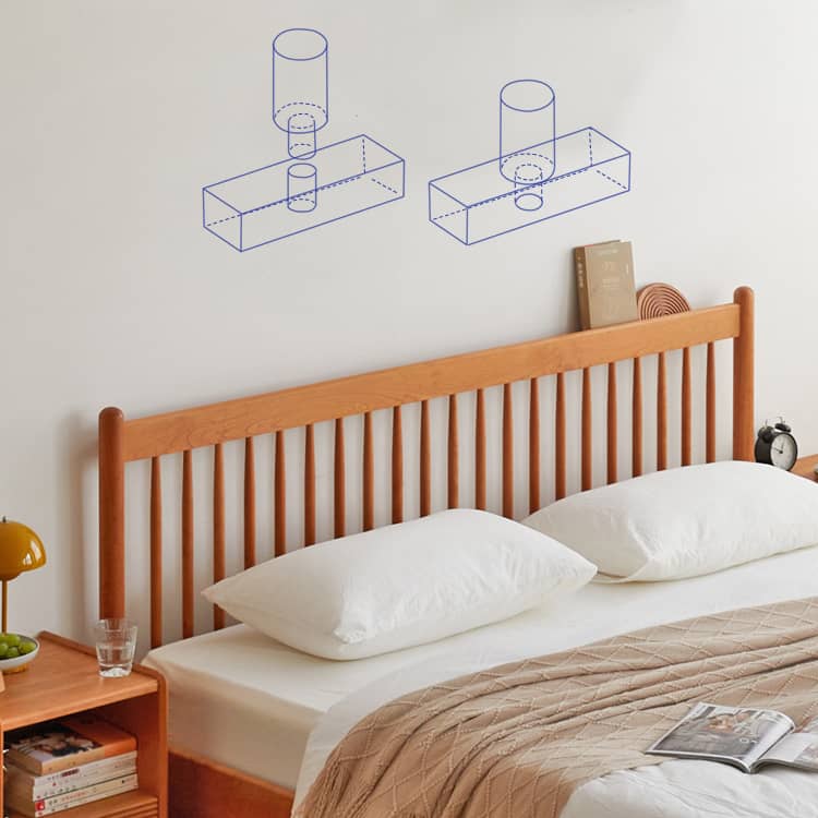 Minimalistic Cal King Cherry Wood Bed Frame - Perfect Design for Your Bedroom hykmq-776