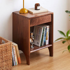 Premium Nightstand in Elegant Brown Black Walnut Finish hykmq-779