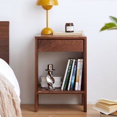 Premium Nightstand in Elegant Brown Black Walnut Finish hykmq-779