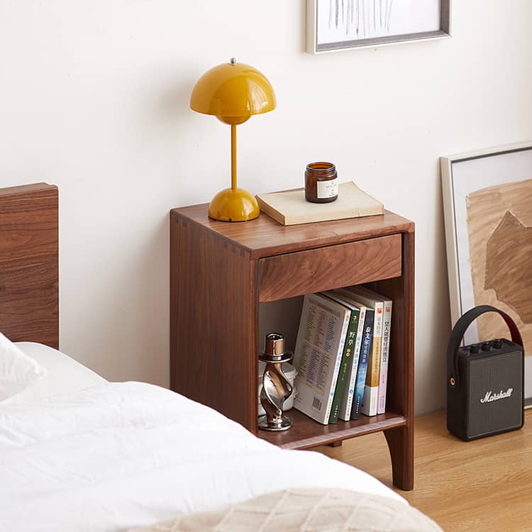 Premium Nightstand in Elegant Brown Black Walnut Finish hykmq-779