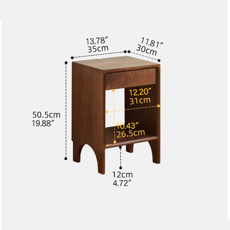 Premium Nightstand in Elegant Brown Black Walnut Finish hykmq-779