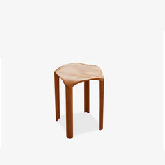 Elegant Natural Wood Stool - Rich Brown Cherry & Black Walnut Finish hykmq-780