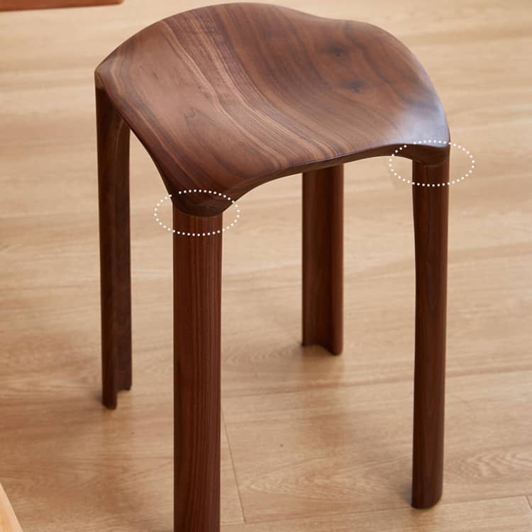 Elegant Natural Wood Stool - Rich Brown Cherry & Black Walnut Finish hykmq-780