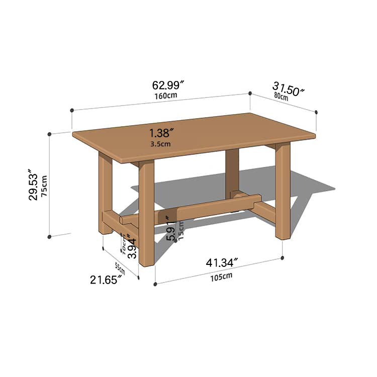 Modern Rectangular Cherry Wood Dining Table - Perfect for Dining Room hykmq-786