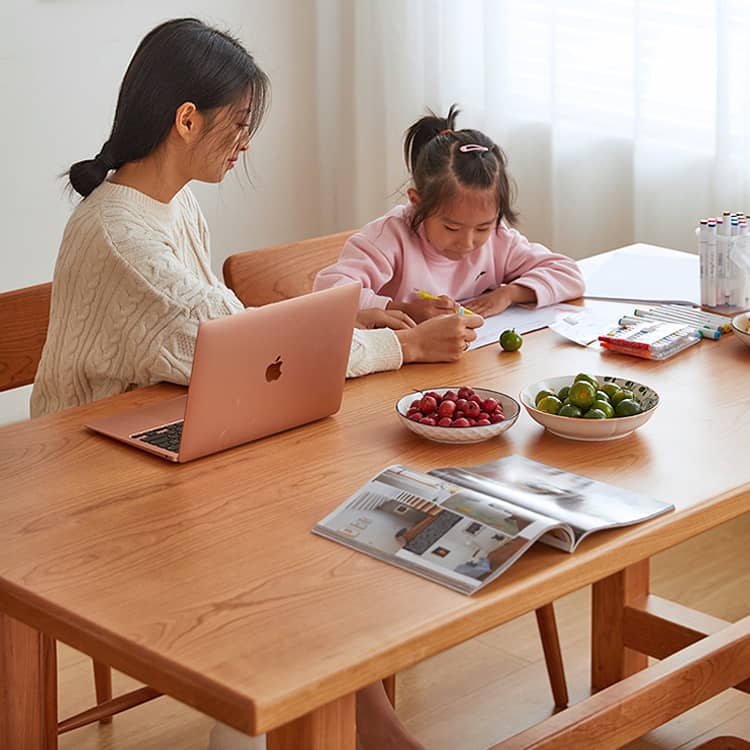 Modern Rectangular Cherry Wood Dining Table - Perfect for Dining Room hykmq-786