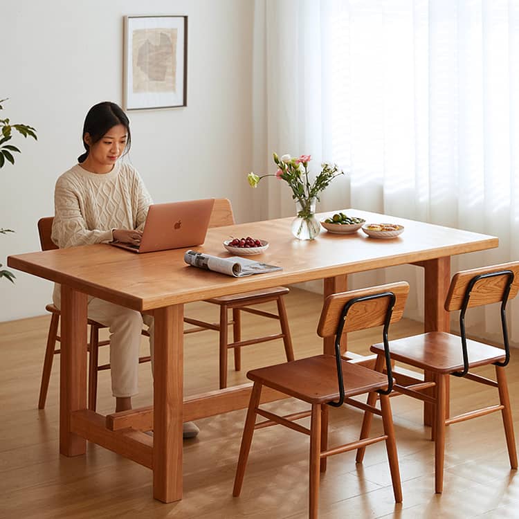 Modern Rectangular Cherry Wood Dining Table - Perfect for Dining Room hykmq-786