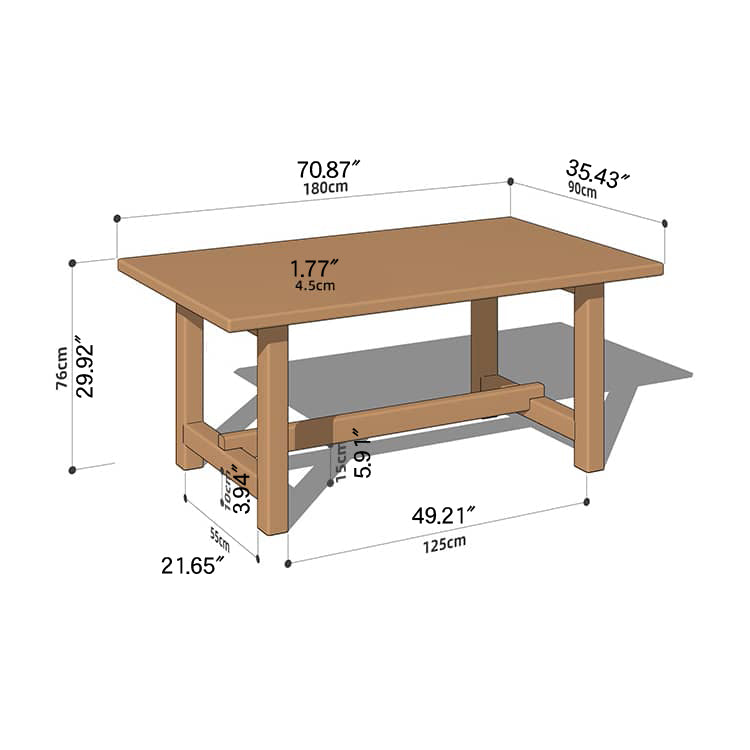 Modern Rectangular Cherry Wood Dining Table - Perfect for Dining Room hykmq-786