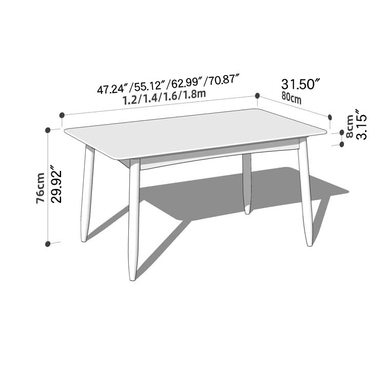 Rectangular Cherry Wood Dining Table with Marble Top for 6 Seaters hykmq-787