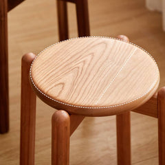 Elegant Brown Cherry & Black Walnut Natural Wood Stool – Perfect for Home & Office Decor hykmq-790