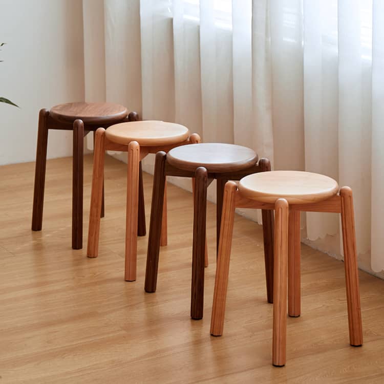 Elegant Brown Cherry & Black Walnut Natural Wood Stool – Perfect for Home & Office Decor hykmq-790