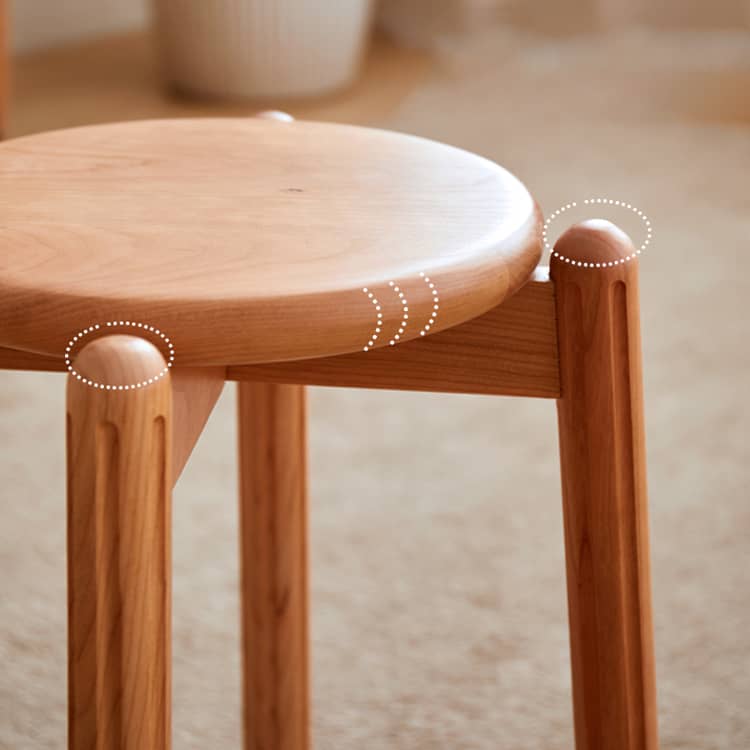 Elegant Brown Cherry & Black Walnut Natural Wood Stool – Perfect for Home & Office Decor hykmq-790