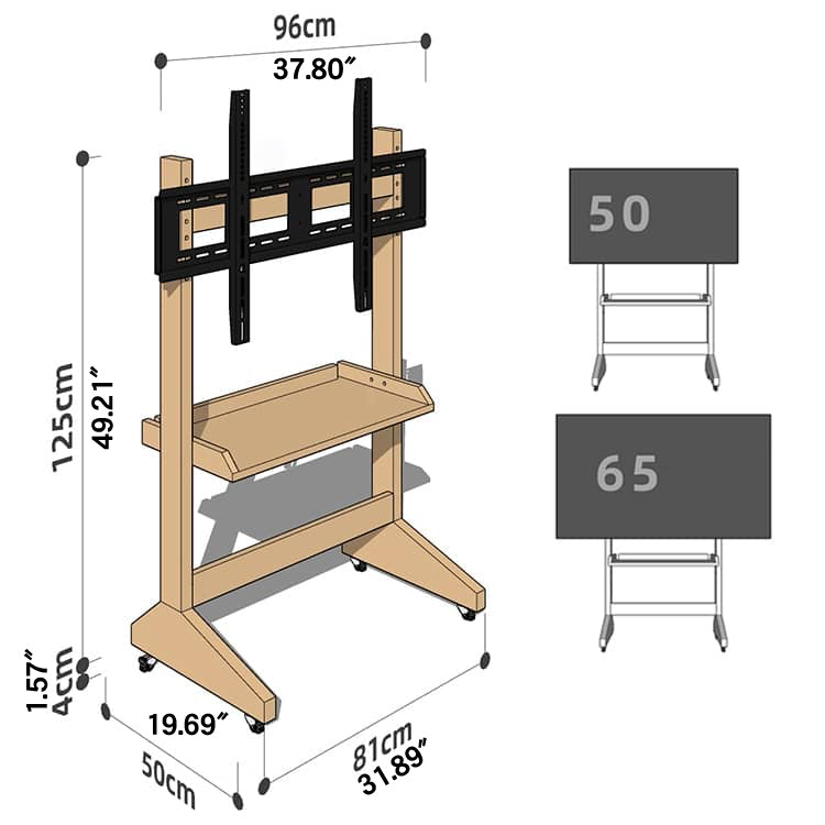 Stylish Natural Wood TV Stand with Carbon Steel Frame - Oak, Cherry, Black Walnut Finishes hykmq-793